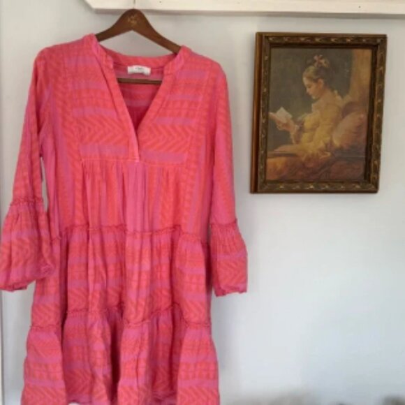 Anthropologie Devotion twins Ella Dress in Salmon/Pink size Medium - Picture 2 of 4